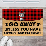 Personalized Go Away Unless You Have Alcohol And Cat Treats Cat Lovers Gift Doormat Printed PNBQT3105