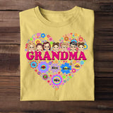 Personalized Grandma & Kid Heart Tshirt Printed PNDT0206