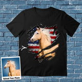 Personalized Upload Your Horse Photo Flag Horse Lovers T-shirt Printed MTHPN0506