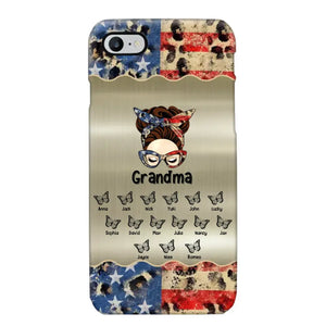 Personalized Grandma With Kids Flag Leopard Phone Case  Printed QTPN0606