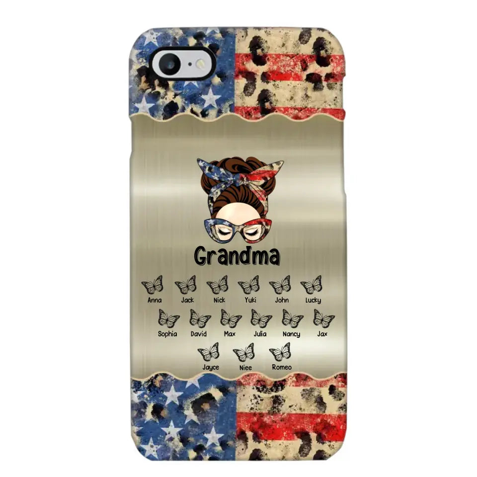 Personalized Grandma With Kids Flag Leopard Phone Case  Printed QTPN0606