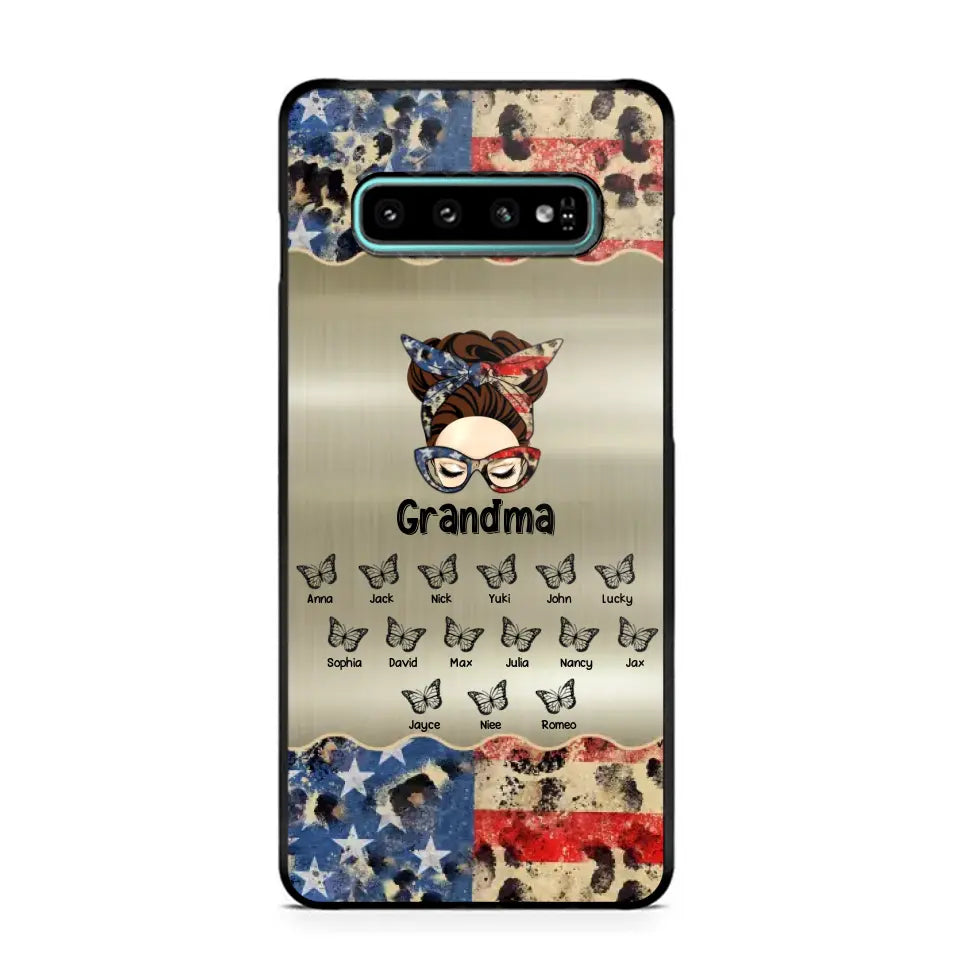 Personalized Grandma With Kids Flag Leopard Phone Case  Printed QTPN0606