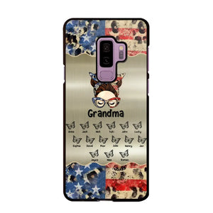 Personalized Grandma With Kids Flag Leopard Phone Case  Printed QTPN0606