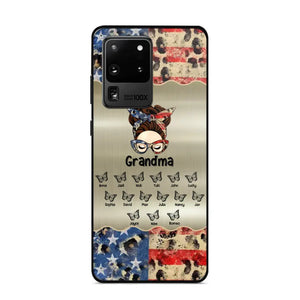 Personalized Grandma With Kids Flag Leopard Phone Case  Printed QTPN0606