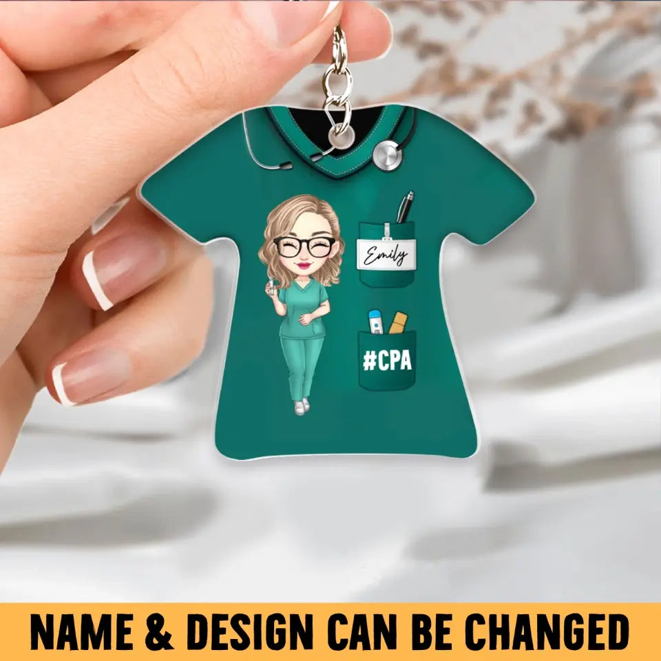 Personalized Nurse with Name Gift For Nurses Acrylic Keychain Printed HTHBQT0606