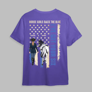 Personalized Horse Girls Back The Blue I've Got Your Six T-shirt Printed MTHHQ0206