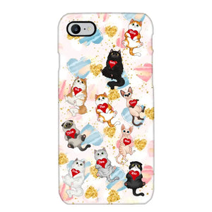 Personalized Fluffy Cat Holding Heart Cat Lovers Gift Phonecae Printed PTN0706