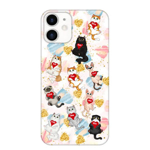 Personalized Fluffy Cat Holding Heart Cat Lovers Gift Phonecae Printed PTN0706