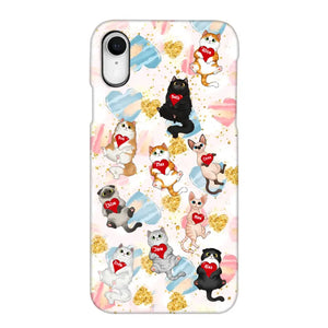 Personalized Fluffy Cat Holding Heart Cat Lovers Gift Phonecae Printed PTN0706