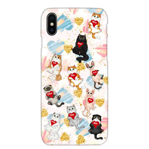 Personalized Fluffy Cat Holding Heart Cat Lovers Gift Phonecae Printed PTN0706