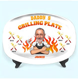 Personalized Upload Your Granpa/Father Photo Daddy's Grilling Plate with Kid Names Resin Platter Printed PNHQ0906