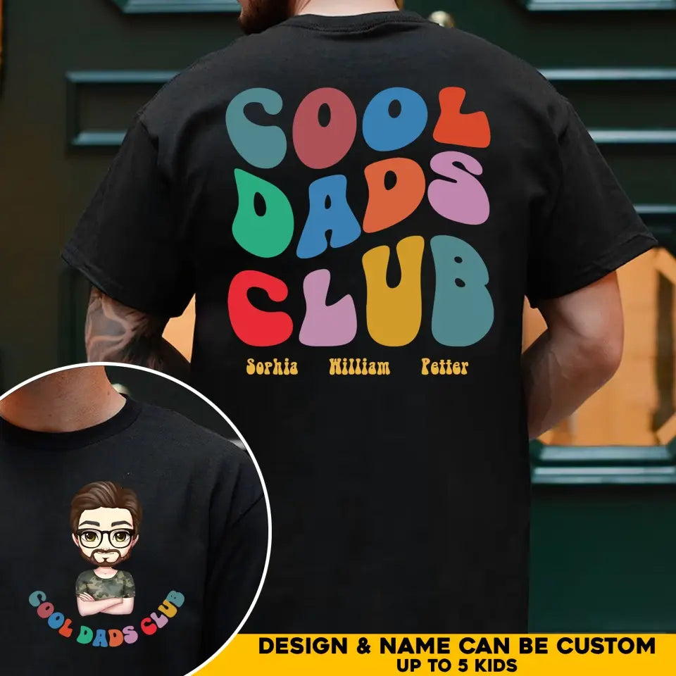 Personalized Cool Dads Club With Kids Name Gift For Dad TShirt Printed QTHQ1006