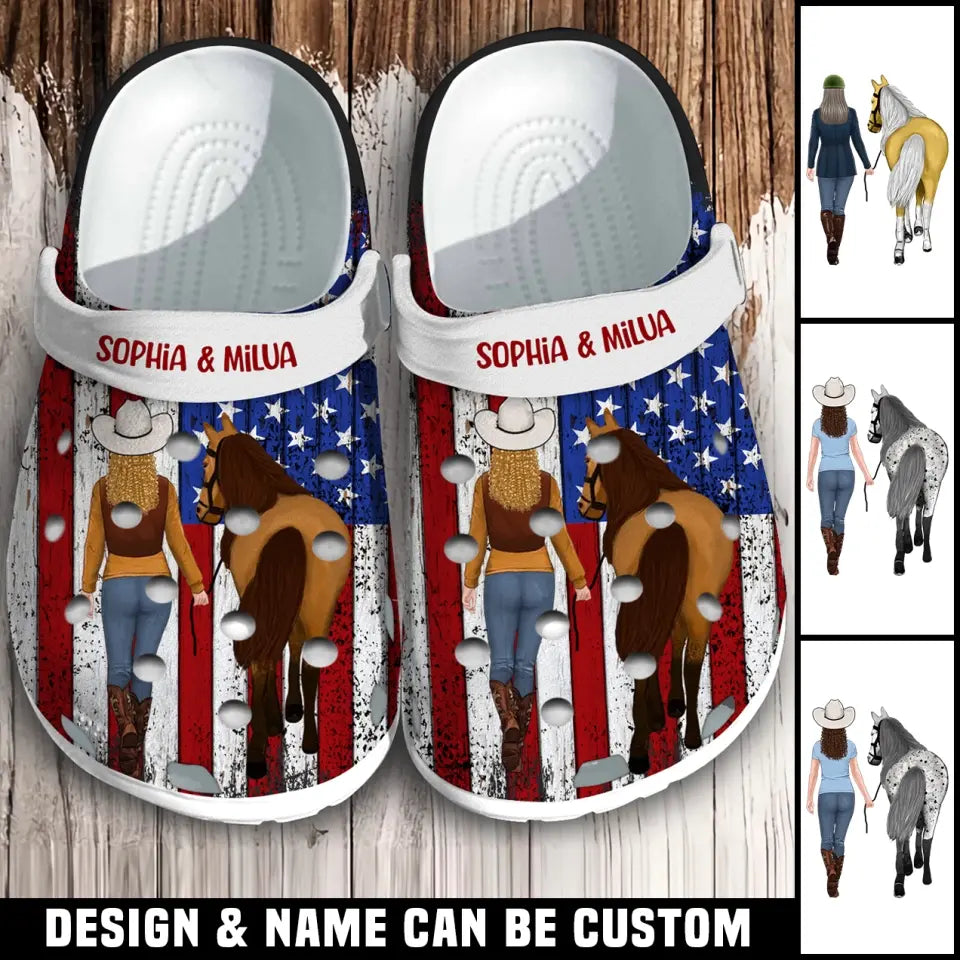 Personalized Horse Girl Horse Lovers Clog Slipper Shoes Printed MTHQ1006