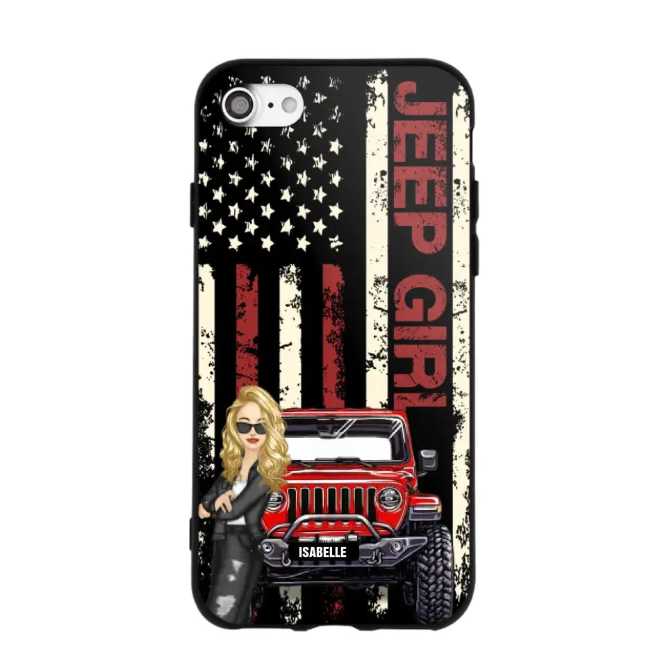 Personalized Jeep Girl Flag Phone Case Printed QTDT1206