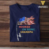 Personalized Hooked On Being Grandpa with Kid Names Tshirt Printed QTTB1306