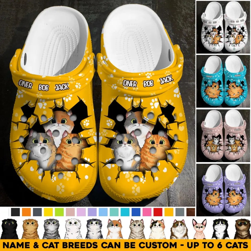 Personalized Cat with Name Cat Lovers Break Clog Slipper Shoes Printed 23JUN-DT13