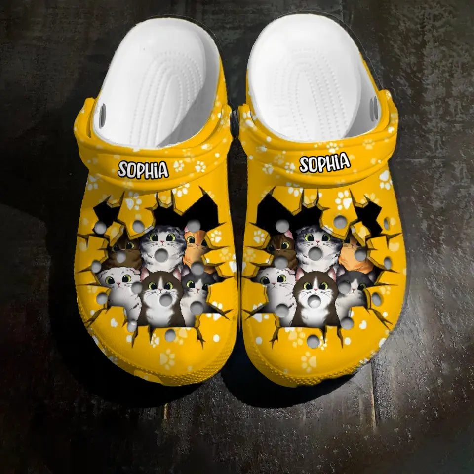 Personalized Cat with Name Cat Lovers Break Clog Slipper Shoes Printed 23JUN-DT13