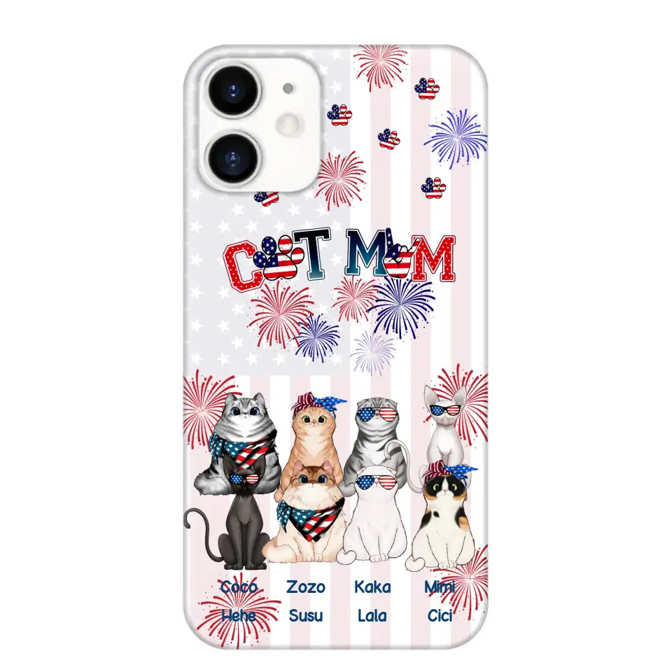 Personalized Firework Cat Mom Cat Lovers Gift Phonecase Printed HTHDT1206