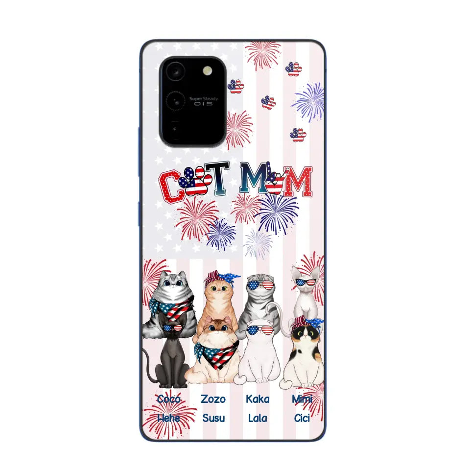 Personalized Firework Cat Mom Cat Lovers Gift Phonecase Printed HTHDT1206