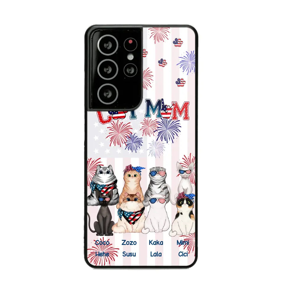 Personalized Firework Cat Mom Cat Lovers Gift Phonecase Printed HTHDT1206