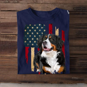 Personalized Upload Your Photo On Flag For Dog And Pets Lovers Independence Day Tshirt 23JUN-DT19