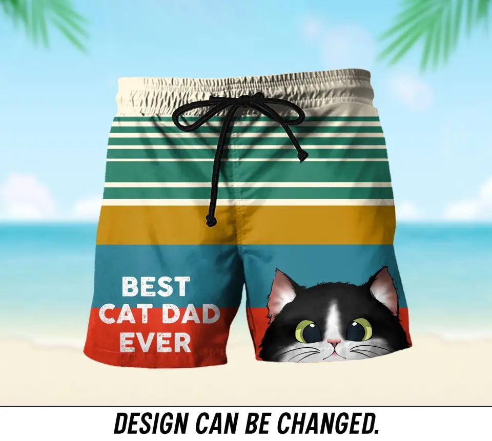 Personalized Best Cat Dad Ever Beach Short Pants Printed 23JUN-TB16