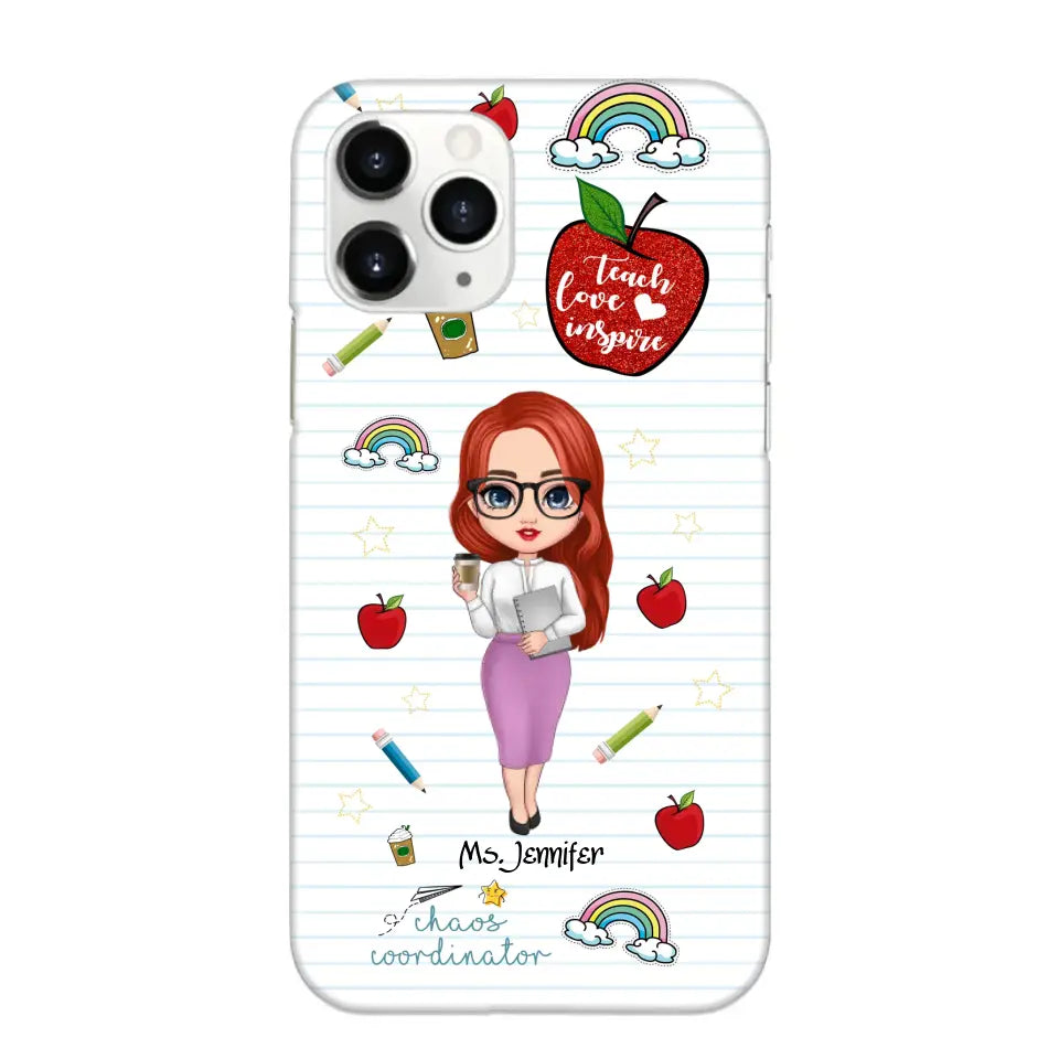 Personalized Teach Love Inspire Apple Chaos Coodinator Teacher Name Phonecase Printed HTHHN1606