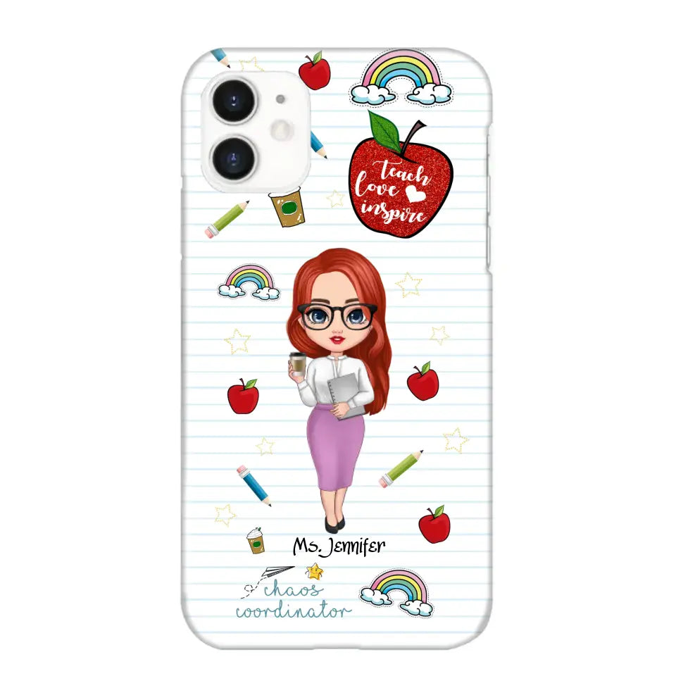 Personalized Teach Love Inspire Apple Chaos Coodinator Teacher Name Phonecase Printed HTHHN1606