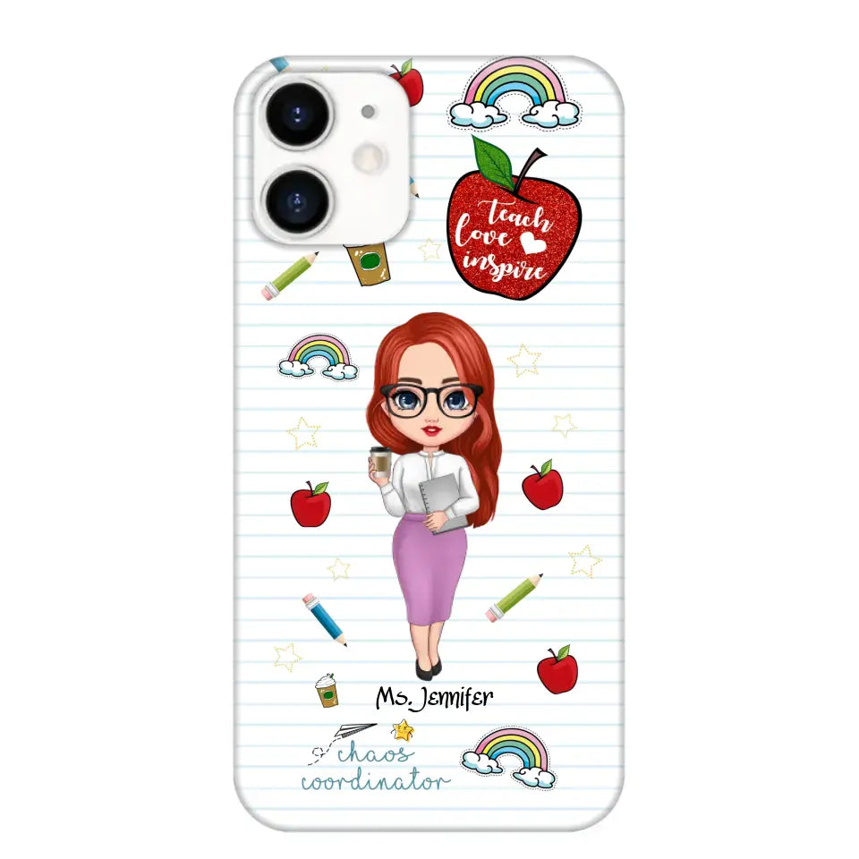 Personalized Teach Love Inspire Apple Chaos Coodinator Teacher Name Phonecase Printed HTHHN1606