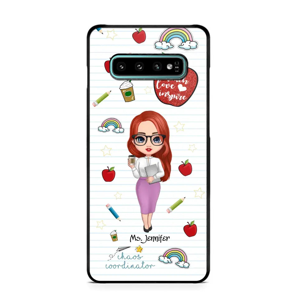 Personalized Teach Love Inspire Apple Chaos Coodinator Teacher Name Phonecase Printed HTHHN1606