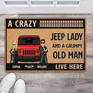 Personalized A Crazy Jeep Lady And A Grumpy Old Man Doormat Gift For Jeep Lover 23JUN-HQ01