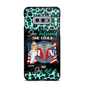 Personalized She Believed She Could So She Did Nurse Flag Phonecase Printed HTHHQ1606