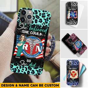 Personalized She Believed She Could So She Did Nurse Flag Phonecase Printed HTHHQ1606