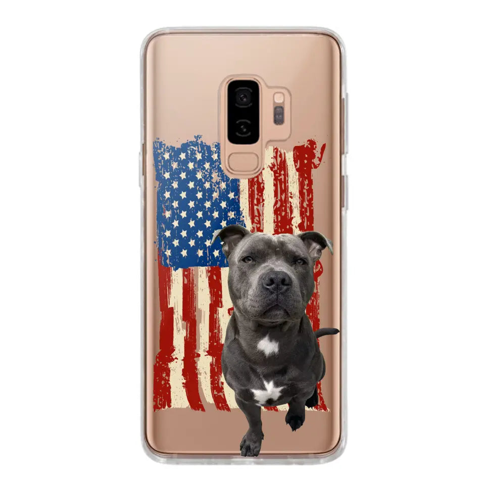 Personalized Upload Your Dog Photo Flag with Name Silicon Phonecase MTHDT1906