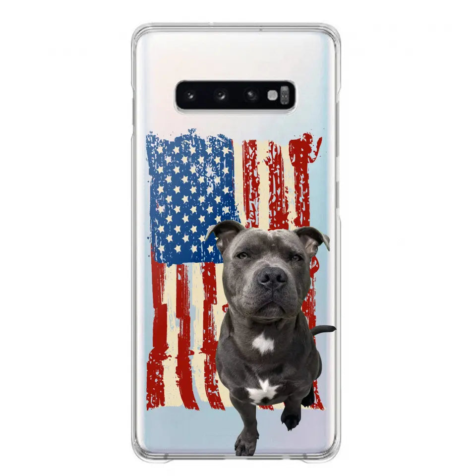 Personalized Upload Your Dog Photo Flag with Name Silicon Phonecase MTHDT1906