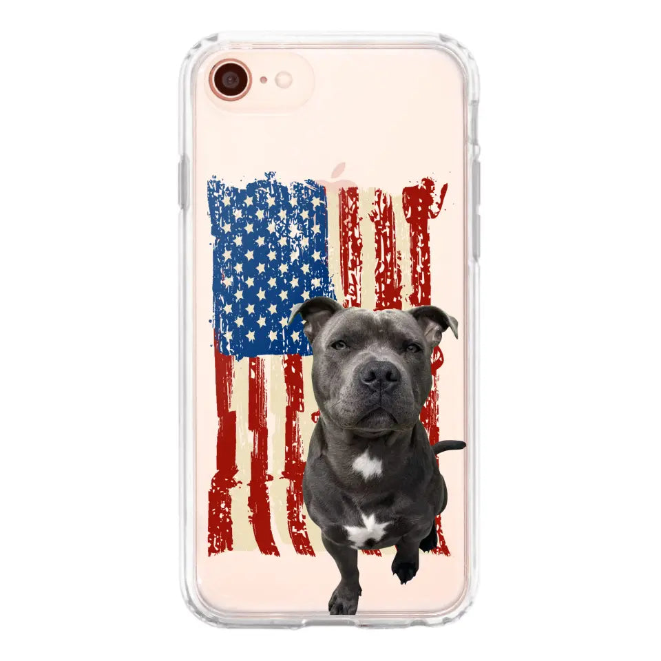 Personalized Upload Your Dog Photo Flag with Name Silicon Phonecase MTHDT1906