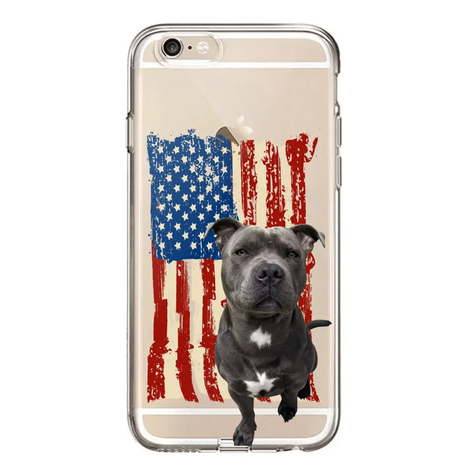 Personalized Upload Your Dog Photo Flag with Name Silicon Phonecase MTHDT1906