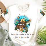 Personalzied Nana Turtle Grandma with Kid Names 3D TShirt Printed MTHHN2106