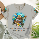 Personalzied Nana Turtle Grandma with Kid Names 3D TShirt Printed MTHHN2106