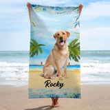 Custom Photo Get Lit By The Beach Pet Personalized Custom Beach Towel Summer Vacation Gift Gift For Family Members Pet Owners Pet Lovers VHPN2306