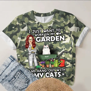 Personalized I Just Want To Work In My Garden And Hang Out With My Cats 3D TShirt Printed MTDT2306