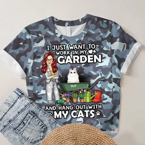 Personalized I Just Want To Work In My Garden And Hang Out With My Cats 3D TShirt Printed MTDT2306