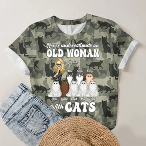 Personalzied Never Underestimate An Old Woman With Cats 3D TShirt Printed MTHQ2306