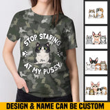 Personalzied Stop Staring At My Pussy Cat Lovers Gift 3D TShirt Printed MTHHN2406