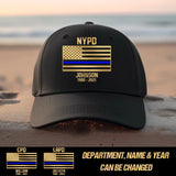 Personalized US Law Enforcement Thin Blue Line Cap Printed 23JUN-HQ26