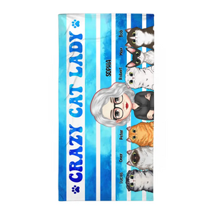 Personalized Crazy Cat Lady Cat Mom Cat Lovers Gift Beach Towel Printed PNHQ2306