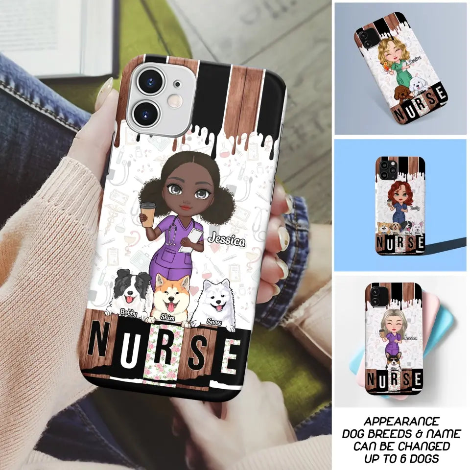 Personalized Nurse with Dogs Gift For Nurse For Dog Lovers Phonecase Printed PNDT1606