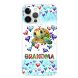 Personalized Grandma Mom Auntie Colorful Cute Turtles With Custom Kids Name Gift For Grandma Phonecase PTN2723