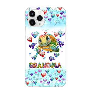 Personalized Grandma Mom Auntie Colorful Cute Turtles With Custom Kids Name Gift For Grandma Phonecase PTN2723