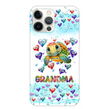 Personalized Grandma Mom Auntie Colorful Cute Turtles With Custom Kids Name Gift For Grandma Phonecase PTN2723